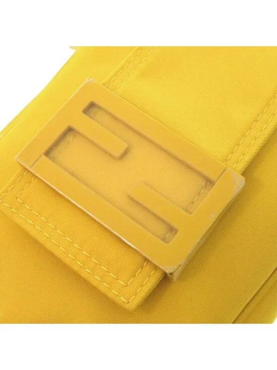 Fendi Baguette Phone Pouch Nylon Yellow Shoulder Bag - Picture 9 of 10